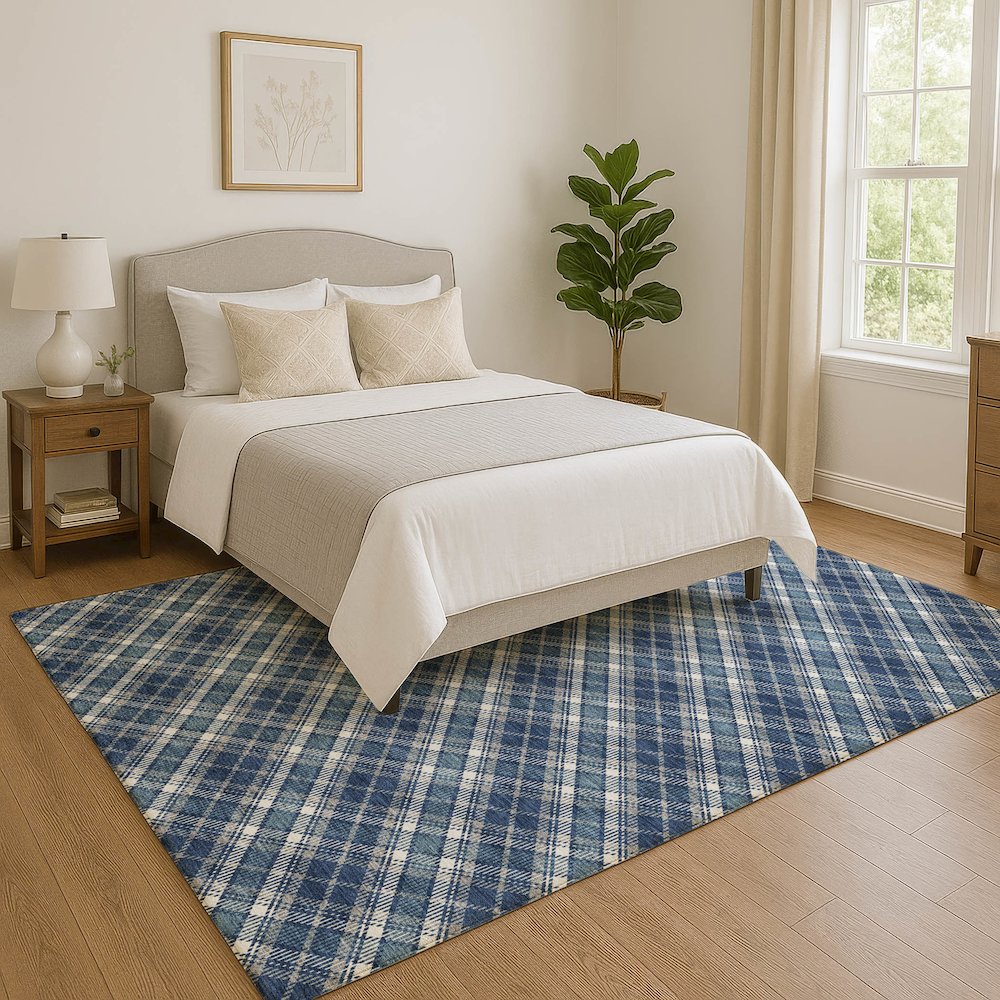 Luxury Washable Indoor/Outdoor Soft Essentials SE3 Blue 10' x 14' Rug