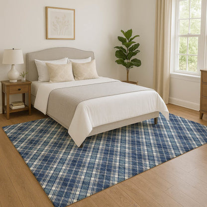 Luxury Washable Indoor/Outdoor Soft Essentials SE3 Blue 10' x 14' Rug