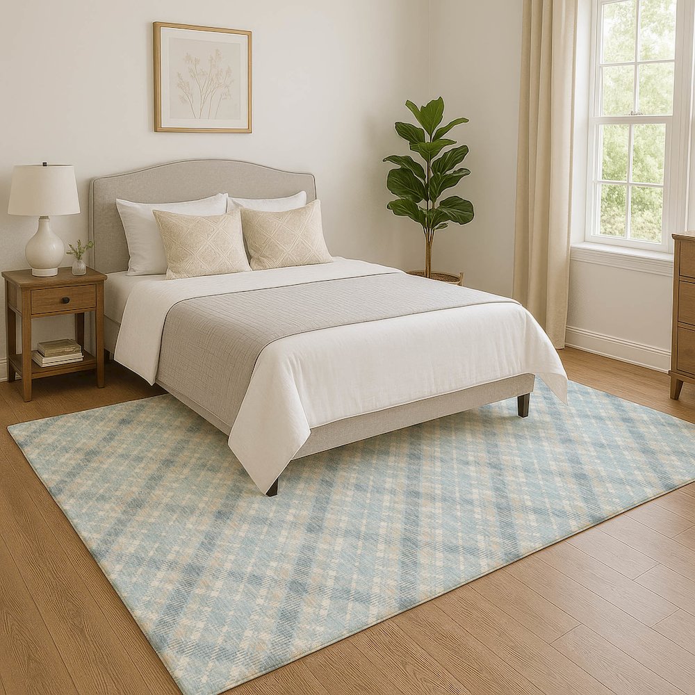 Luxury Washable Indoor/Outdoor Soft Essentials SE3 Blue 10' x 14' Rug