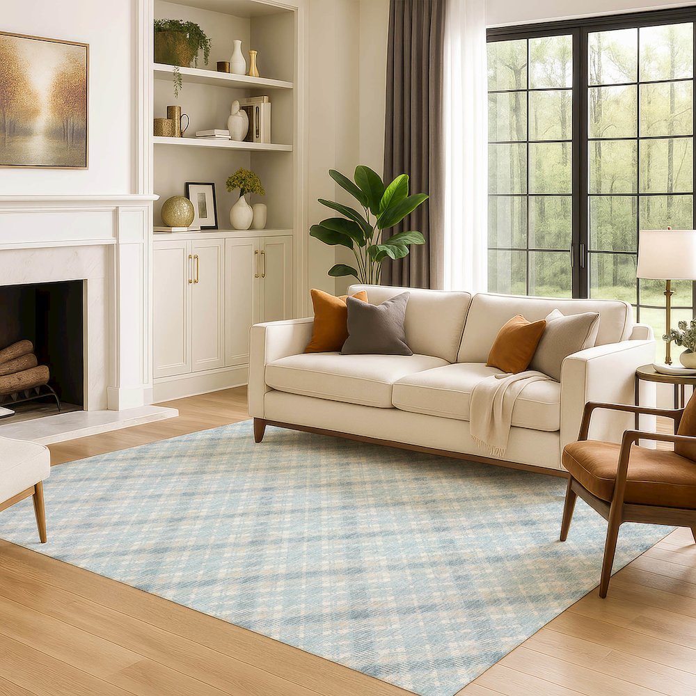 Luxury Washable Indoor/Outdoor Soft Essentials SE3 Blue 10' x 14' Rug