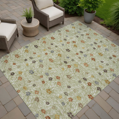 Luxury Washable Indoor/Outdoor Soft Essentials SE4 Green 9' x 12' Rug