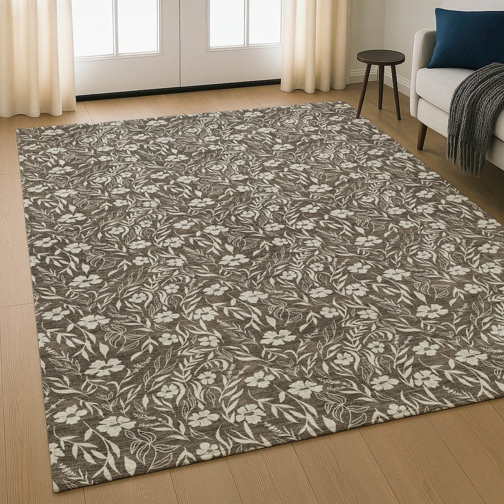 Luxury Washable Indoor/Outdoor Soft Essentials SE4 Brown 10' x 14' Rug