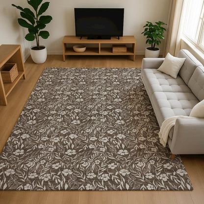 Luxury Washable Indoor/Outdoor Soft Essentials SE4 Brown 10' x 14' Rug