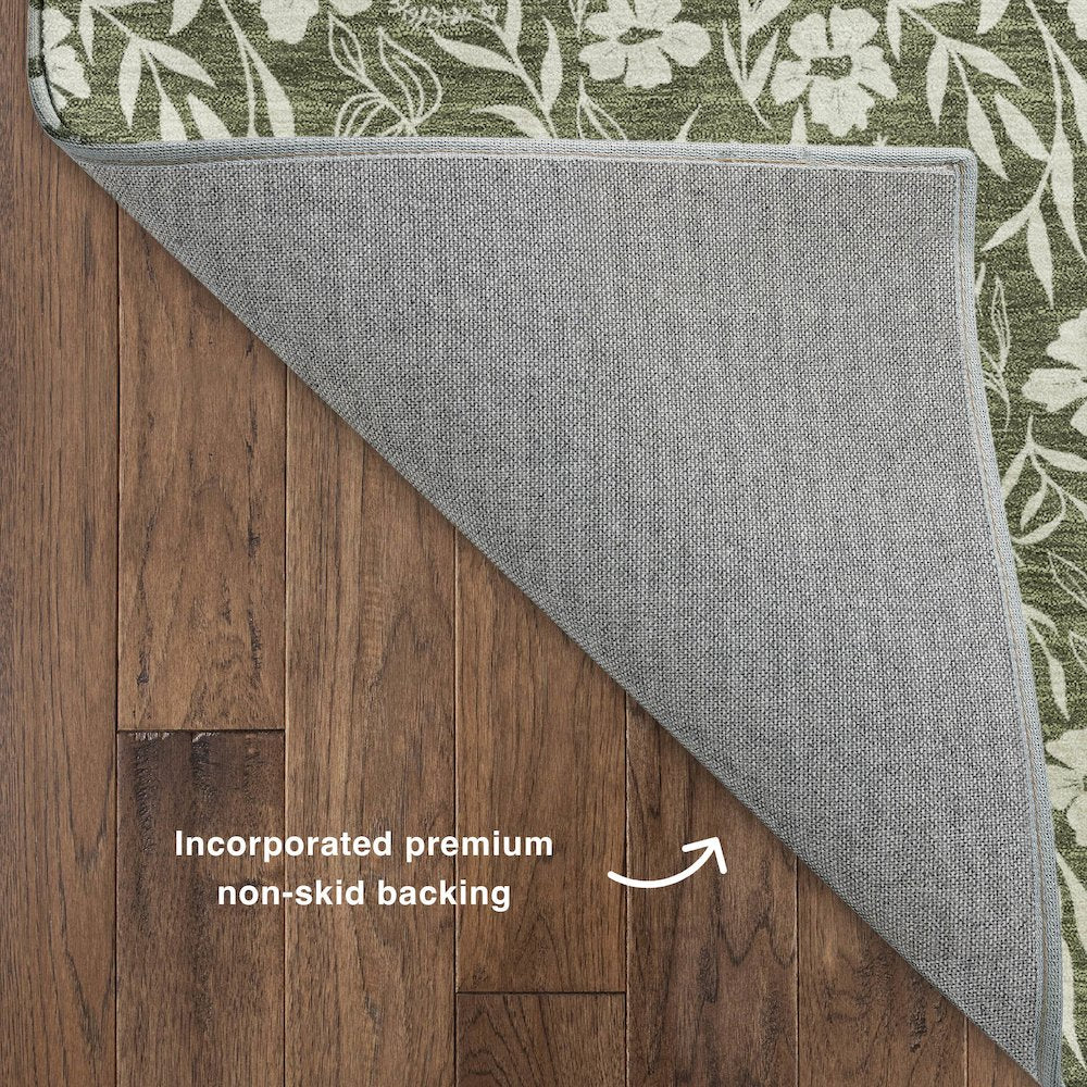Luxury Washable Indoor/Outdoor Soft Essentials SE4 Green 8' x 8' Rug