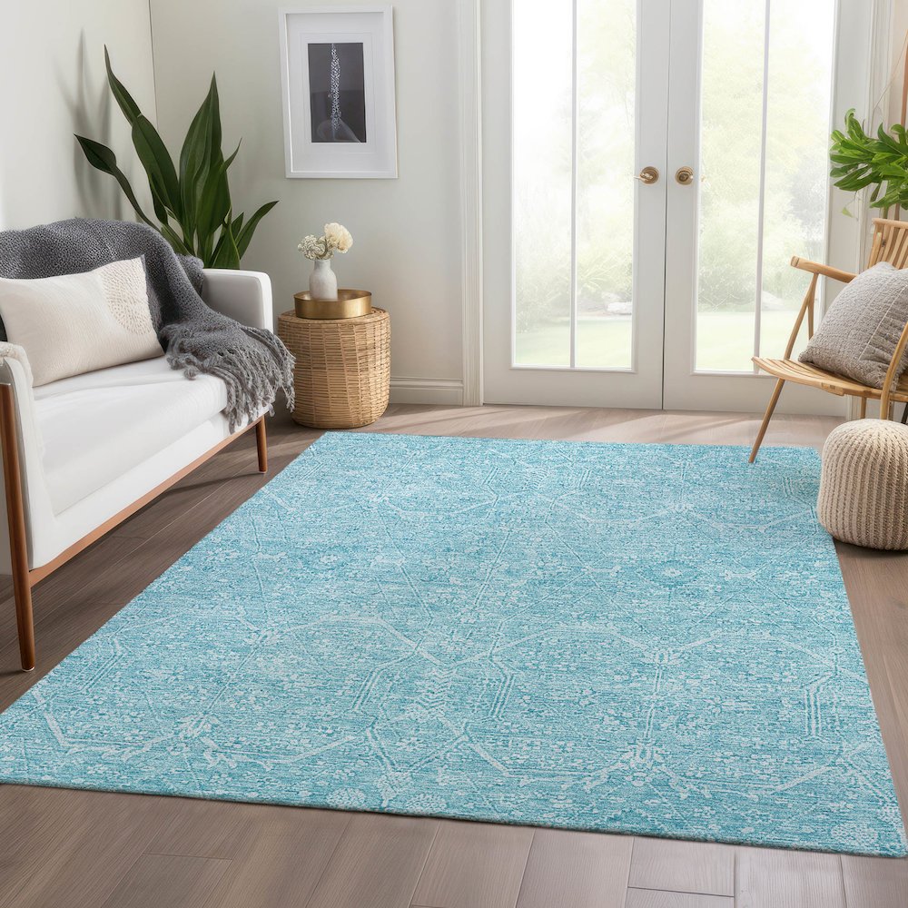 Luxury Washable Indoor/Outdoor Solace Sky 10' x 14' Rug