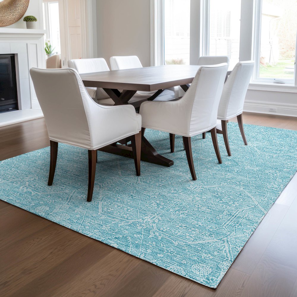 Luxury Washable Indoor/Outdoor Solace Sky 10' x 14' Rug