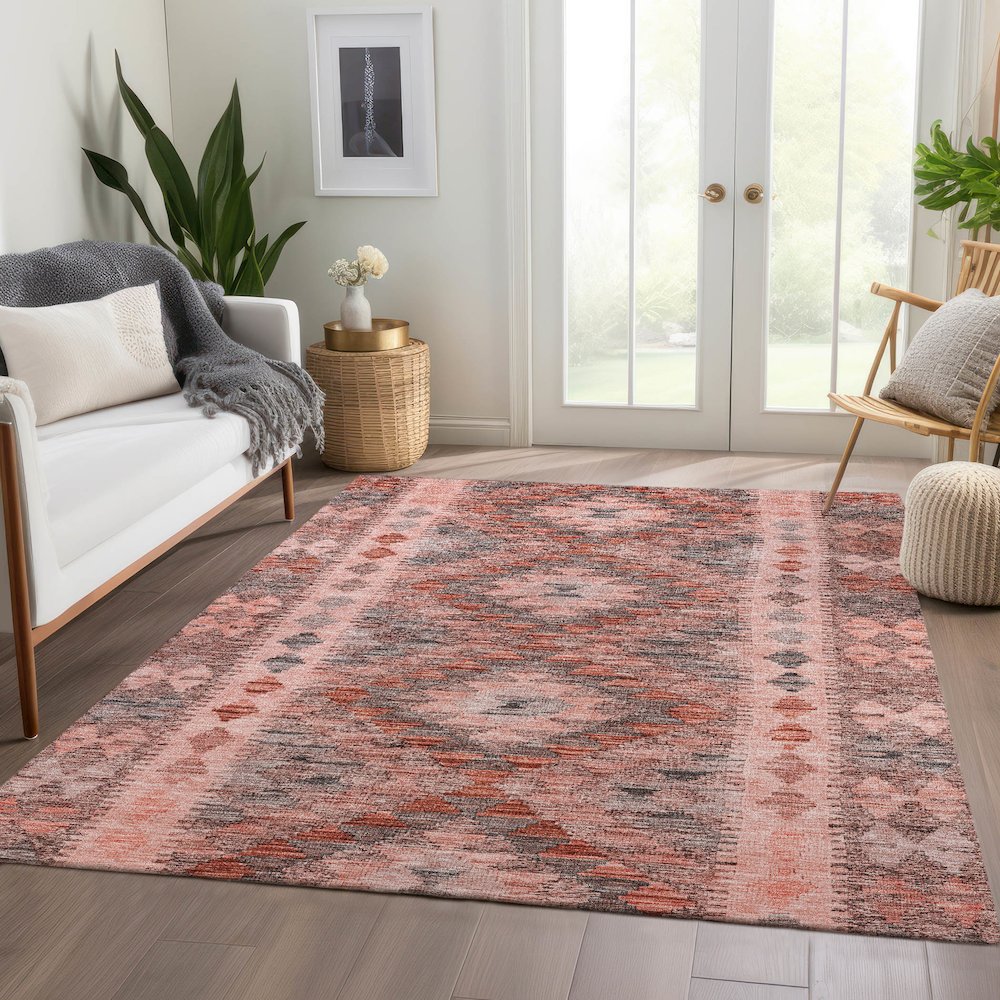 Luxury Washable Indoor/Outdoor Solace Terracotta 10' x 14' Rug