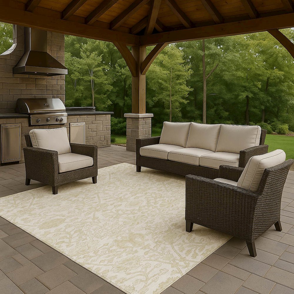 Luxury Washable Indoor/Outdoor Solace Ivory 10' x 14' Rug