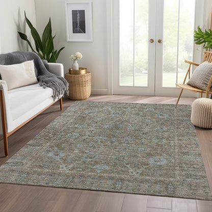 Luxury Washable Indoor/Outdoor Solace Brown 10' x 14' Rug