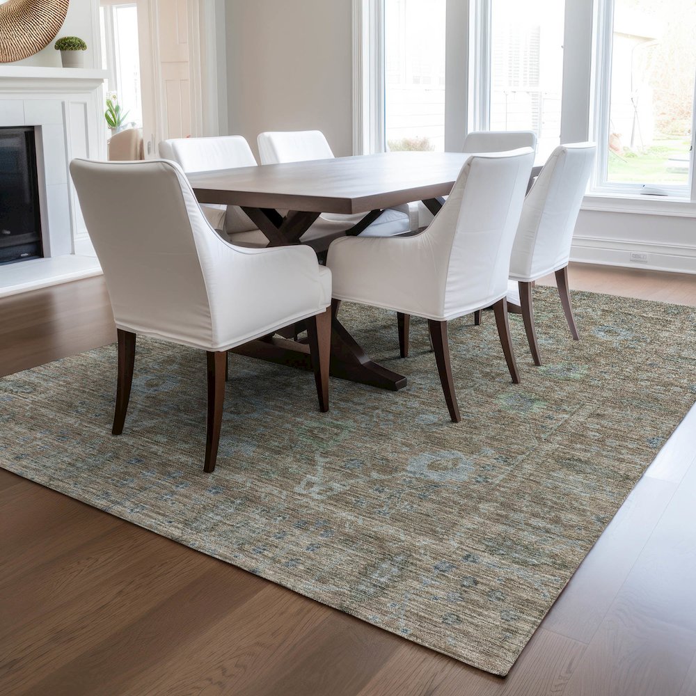 Luxury Washable Indoor/Outdoor Solace Brown 10' x 14' Rug