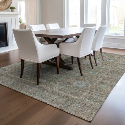 Luxury Washable Indoor/Outdoor Solace Brown 10' x 14' Rug