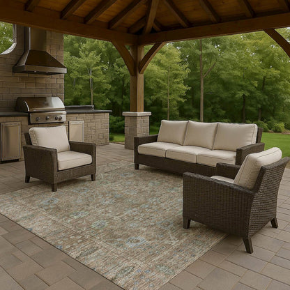 Luxury Washable Indoor/Outdoor Solace Brown 10' x 14' Rug