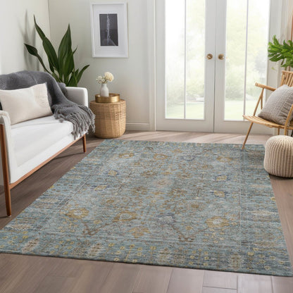 Luxury Washable Indoor/Outdoor Solace Teal 10' x 14' Rug