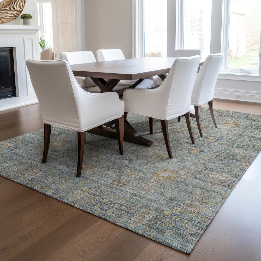 Luxury Washable Indoor/Outdoor Solace Teal 10' x 14' Rug