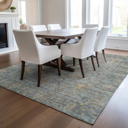 Luxury Washable Indoor/Outdoor Solace Teal 10' x 14' Rug