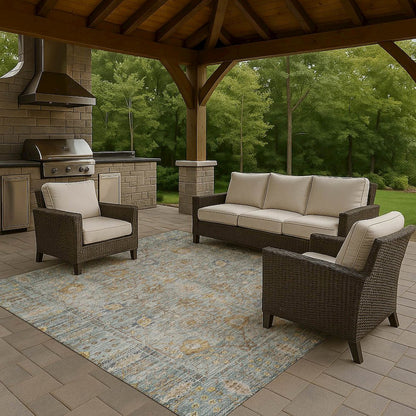 Luxury Washable Indoor/Outdoor Solace Teal 10' x 14' Rug