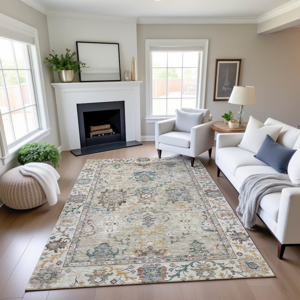 Indoor/Outdoor Silk Road Putty 9' x 12' Rug