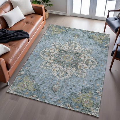 Indoor/Outdoor Silk Road Aqua 9' x 12' Rug