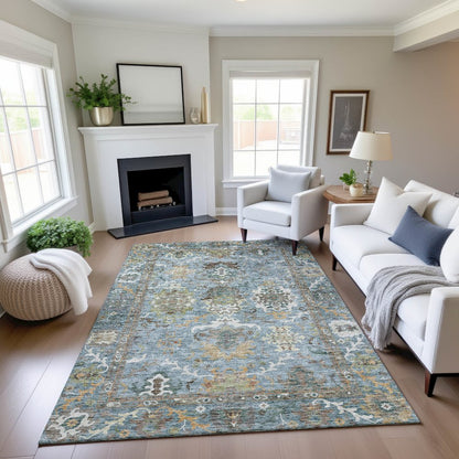 Indoor/Outdoor Silk Road Aqua 9' x 12' Rug