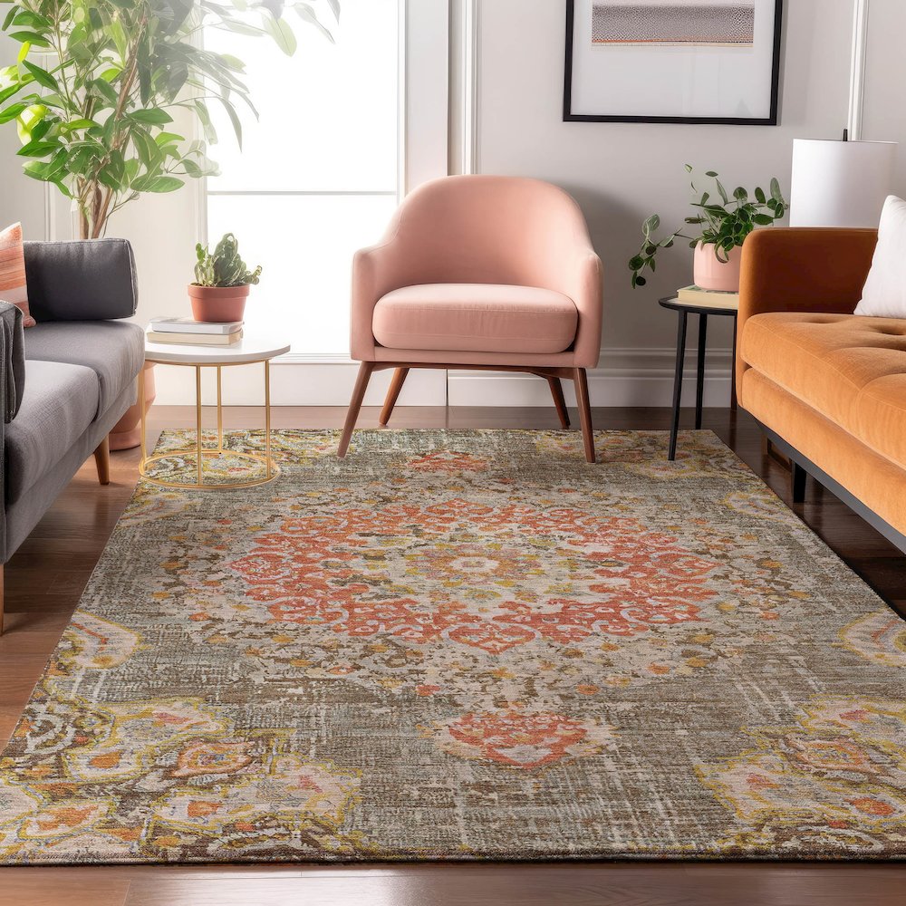 Luxury Washable Indoor/Outdoor Tabrook Brown 10' x 14' Rug