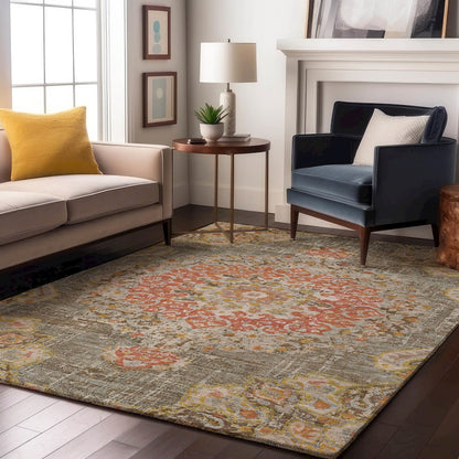 Luxury Washable Indoor/Outdoor Tabrook Brown 10' x 14' Rug