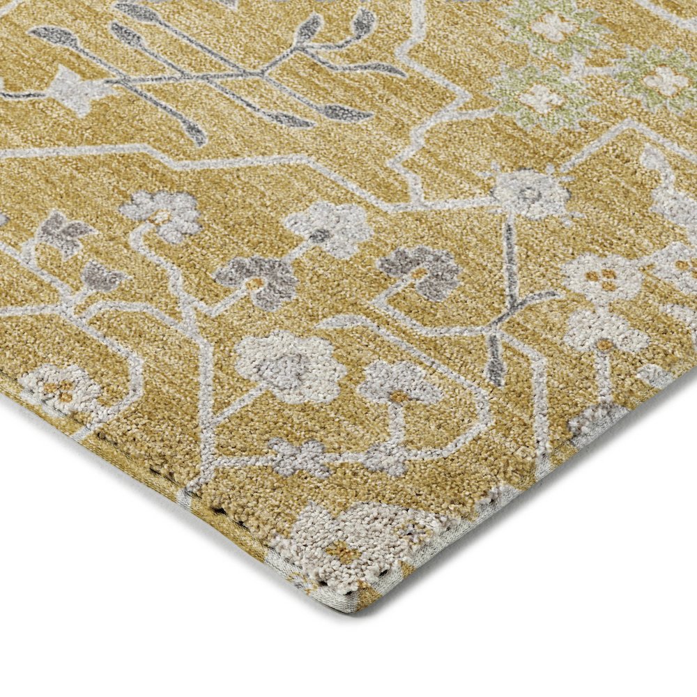 Luxury Washable Indoor/Outdoor Tabrook Gold 8' x 8' Round Rug