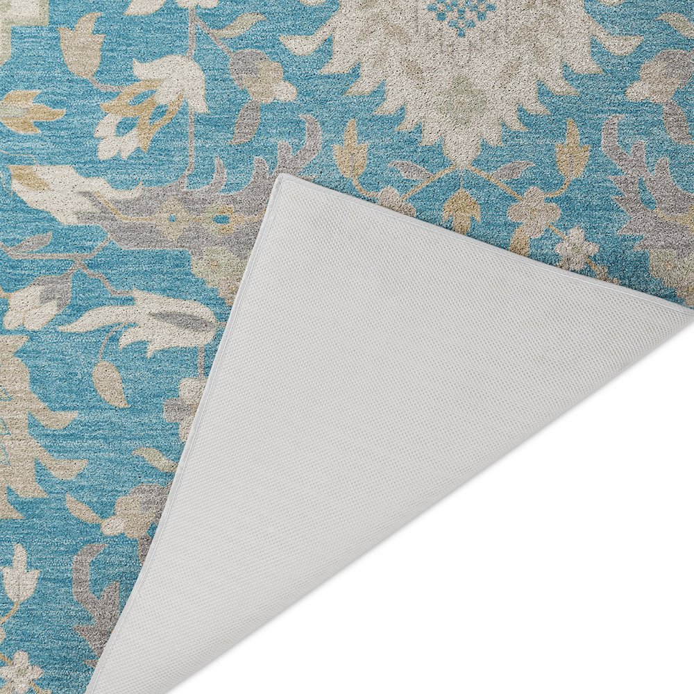 Luxury Washable Indoor/Outdoor Tabrook Blue 8' x 8' Round Rug