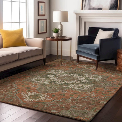Luxury Washable Indoor/Outdoor Tabrook Rust 10' x 14' Rug