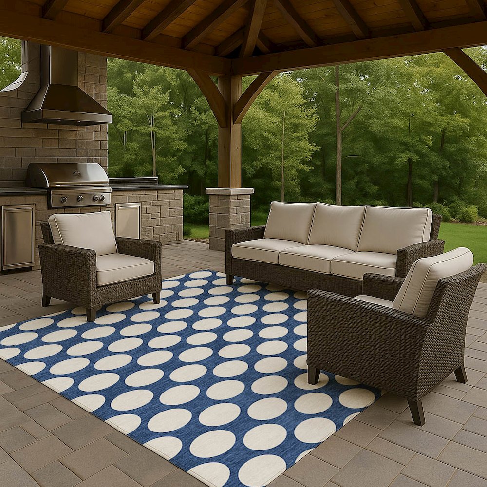 Luxury Washable Indoor/Outdoor The Reserve Navy 10' x 14' Rug