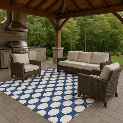 Luxury Washable Indoor/Outdoor The Reserve Navy 10' x 14' Rug