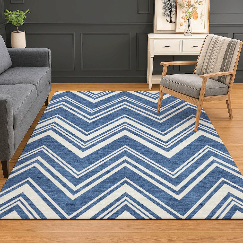 Luxury Washable Indoor/Outdoor The Reserve Blue 10' x 14' Rug