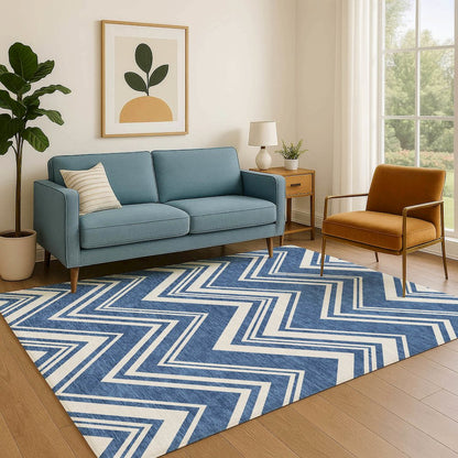 Luxury Washable Indoor/Outdoor The Reserve Blue 10' x 14' Rug