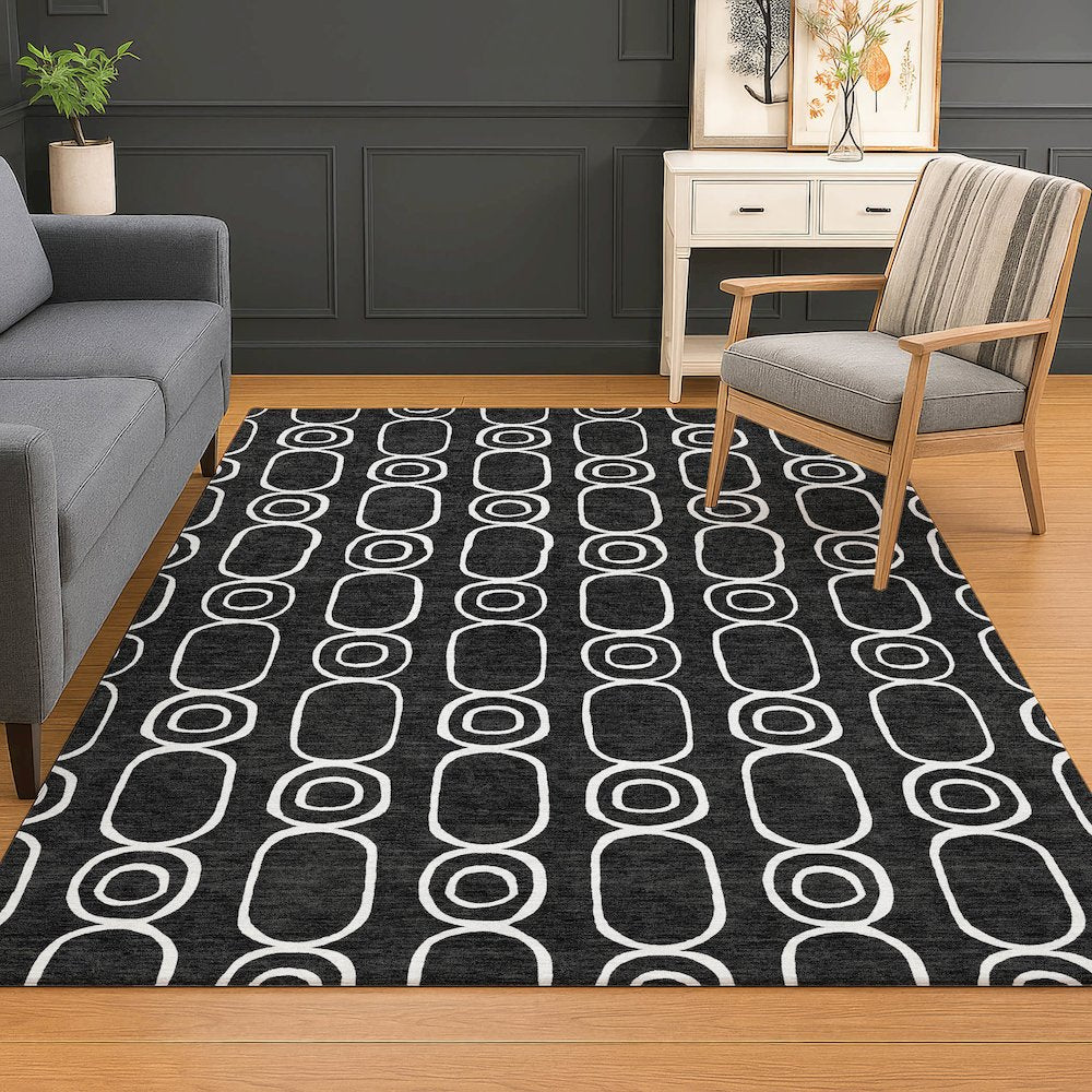 Luxury Washable Indoor/Outdoor The Reserve Black 10' x 14' Rug