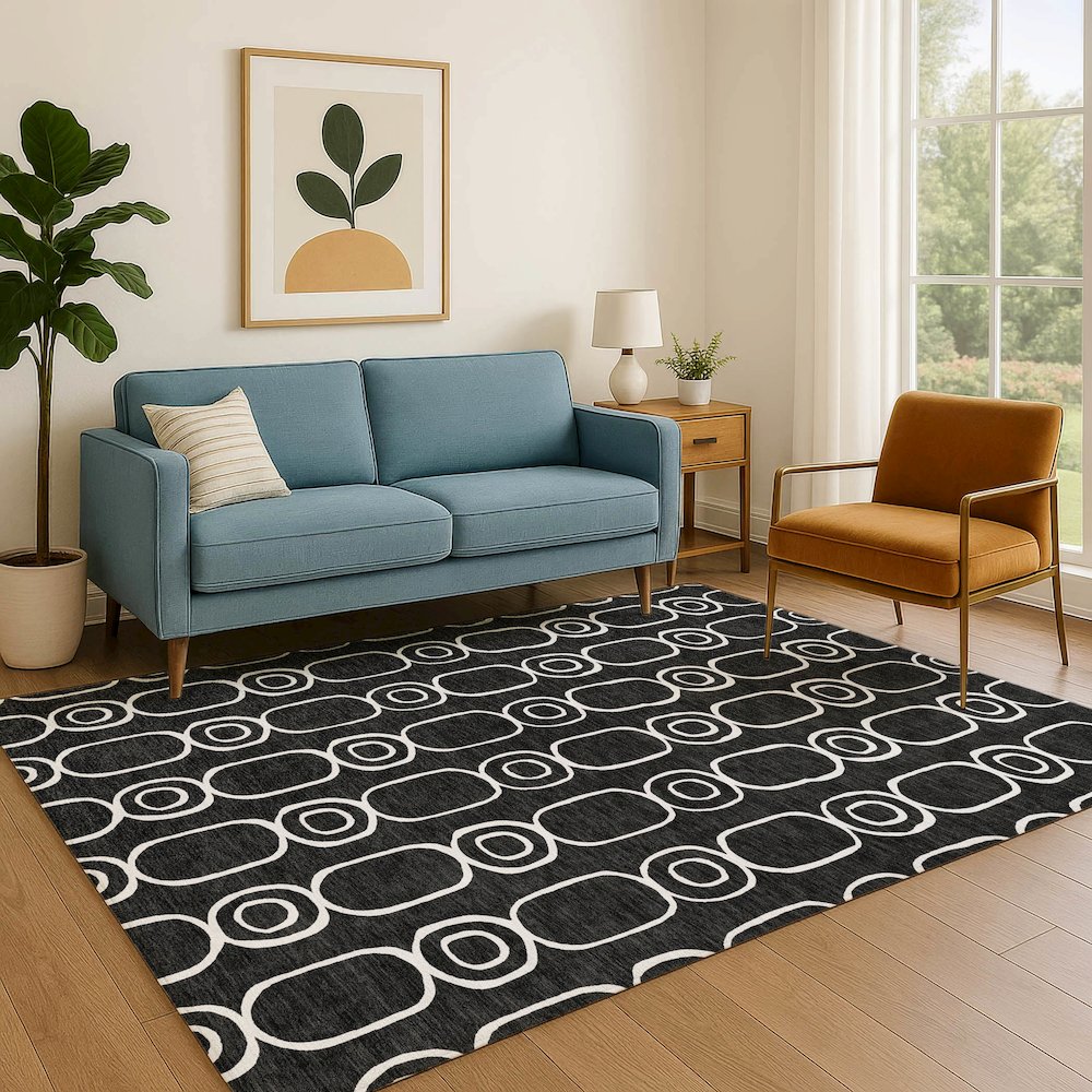Luxury Washable Indoor/Outdoor The Reserve Black 10' x 14' Rug