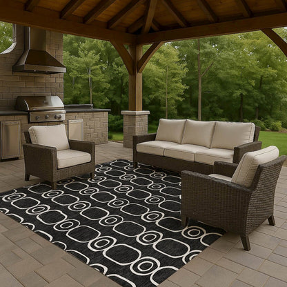 Luxury Washable Indoor/Outdoor The Reserve Black 10' x 14' Rug