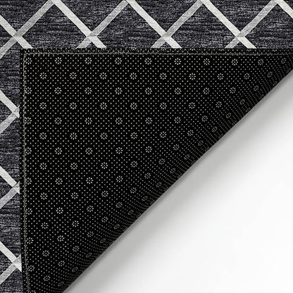Indoor/Outdoor York YO1 Black Washable 2'3" x 7'6" Rug