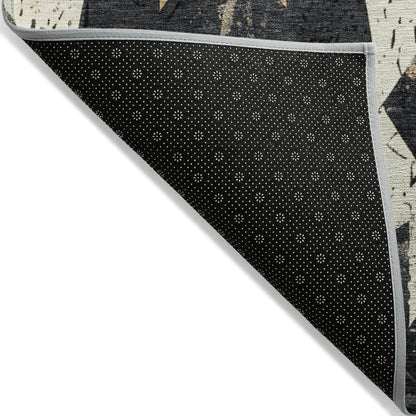 Machine Washable Indoor/Outdoor Chantille Black 8' x 10' Rug
