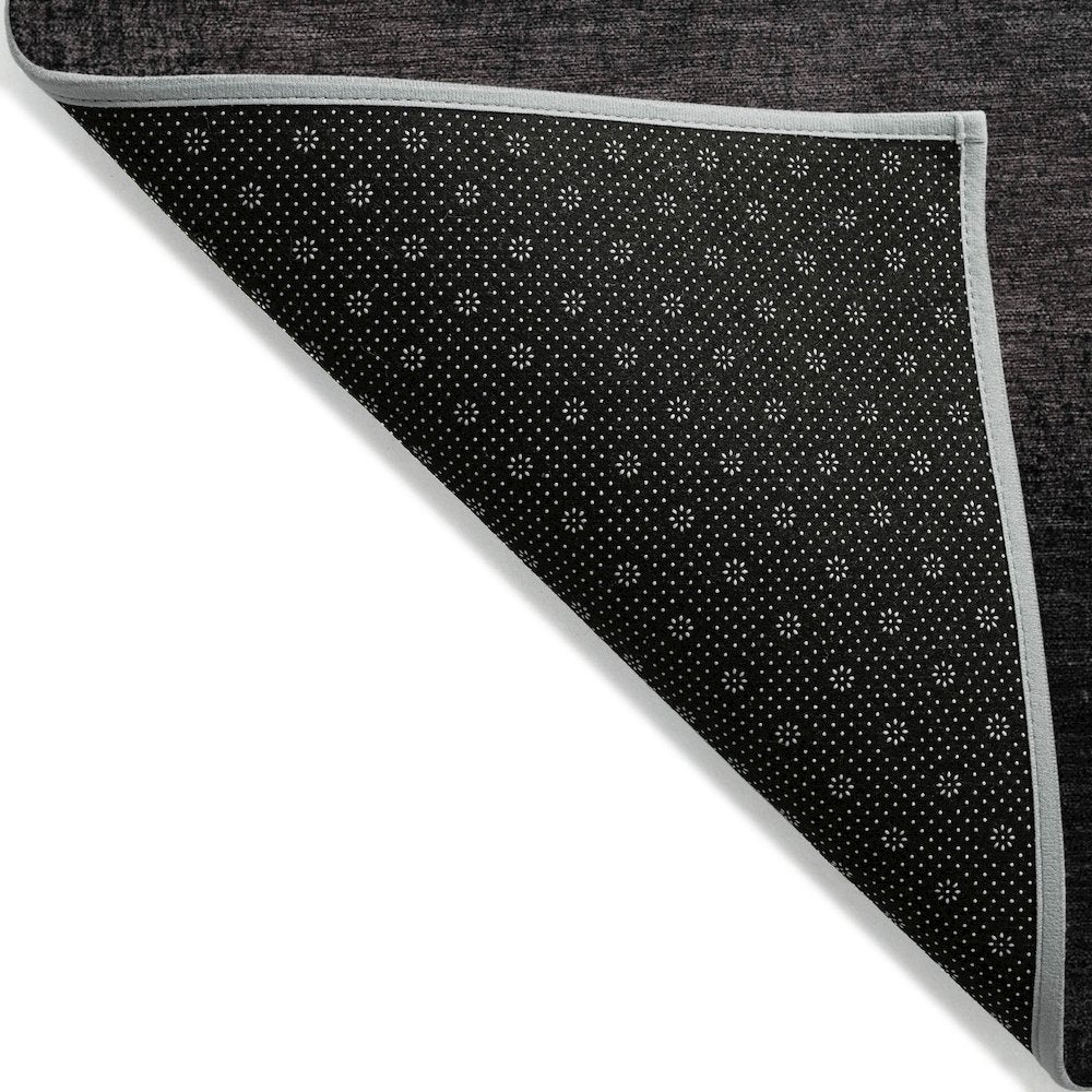 Machine Washable Indoor/Outdoor Chantille Black 8' x 10' Rug