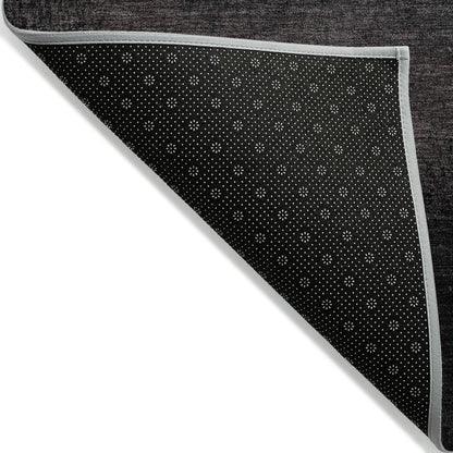 Machine Washable Indoor/Outdoor Chantille Black 8' x 10' Rug