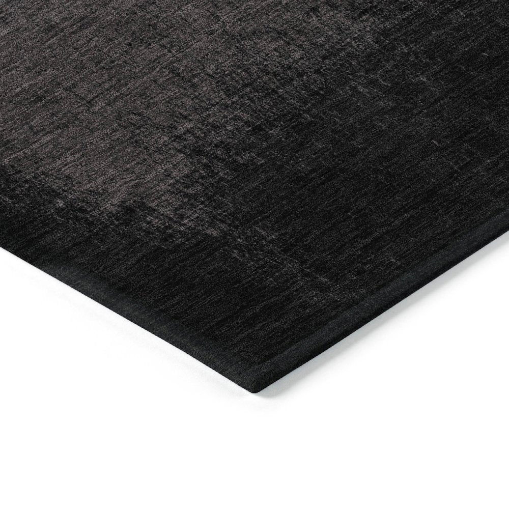 Machine Washable Indoor/Outdoor Chantille Black 8' x 10' Rug