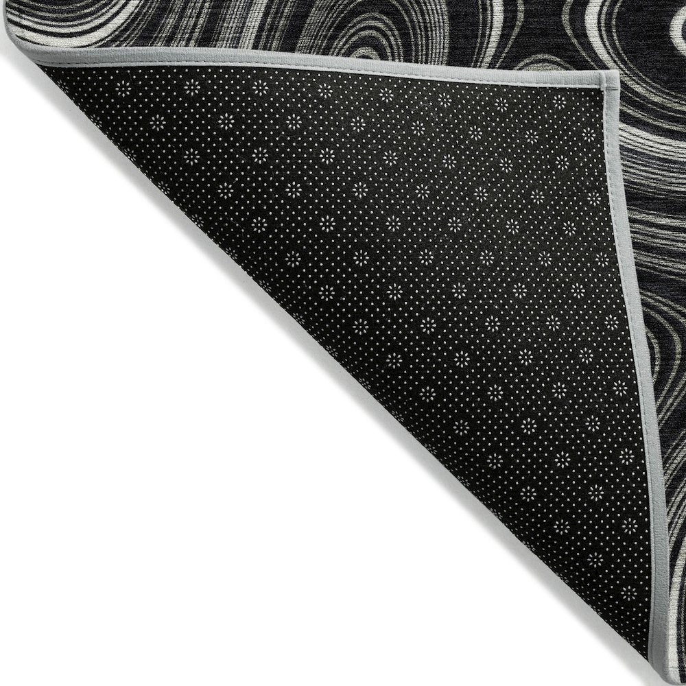 Machine Washable Indoor/Outdoor Chantille ACN2097 Black 8' x 10' Rug