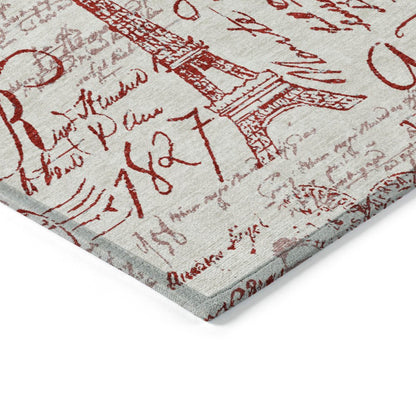 Machine Washable Indoor/Outdoor Chantille ACN2209 Red 8' x 10' Rug
