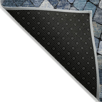Machine Washable Indoor/Outdoor Chantille ACN2216 Navy 8' x 10' Rug