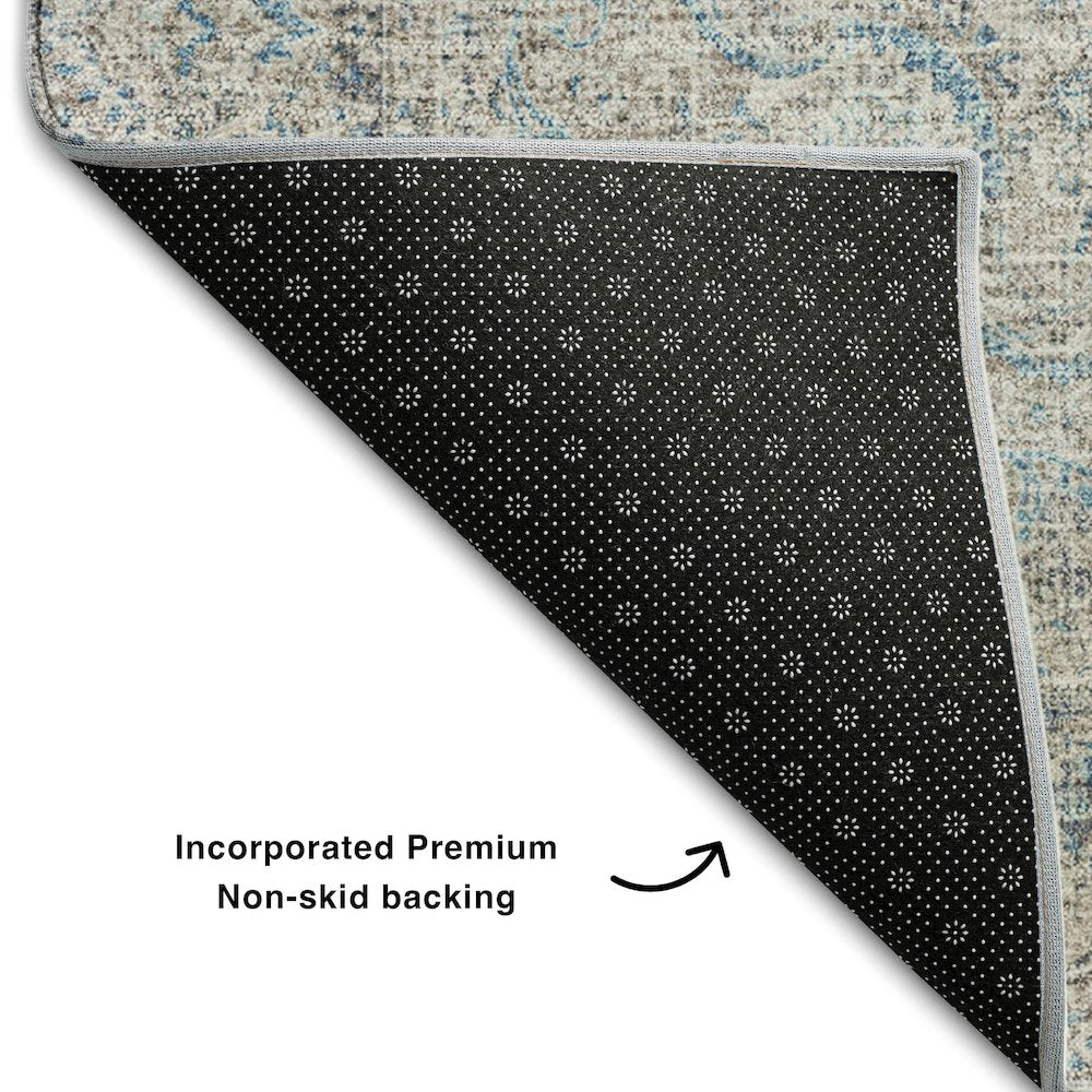 Premium Machine Washable Mayfield AMF1003 Teal 8' x 10' Rug