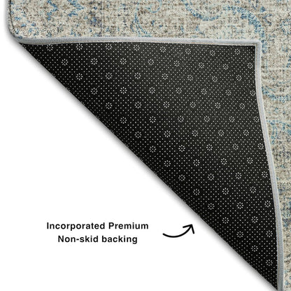 Premium Machine Washable Mayfield AMF1003 Teal 8' x 10' Rug