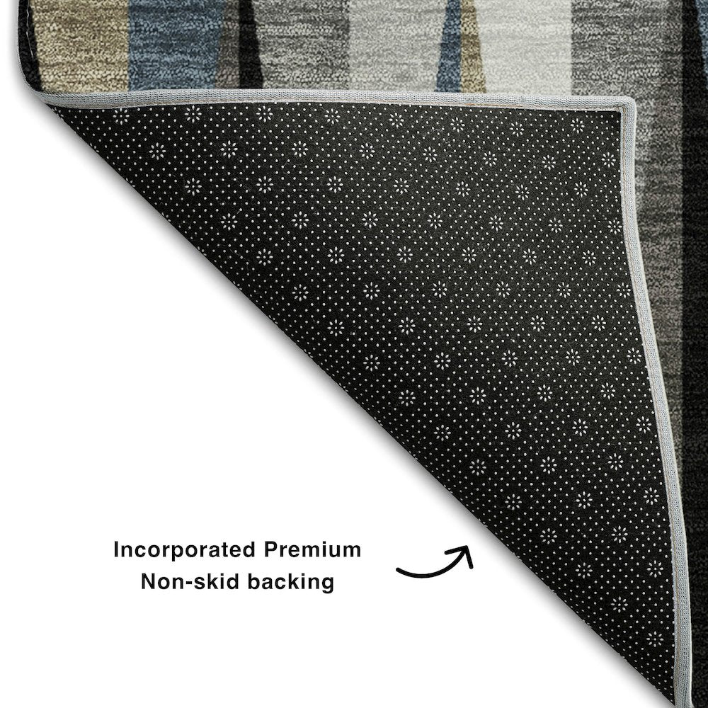 Premium Machine Washable Mayfield AMF1012 Black 8' x 10' Rug