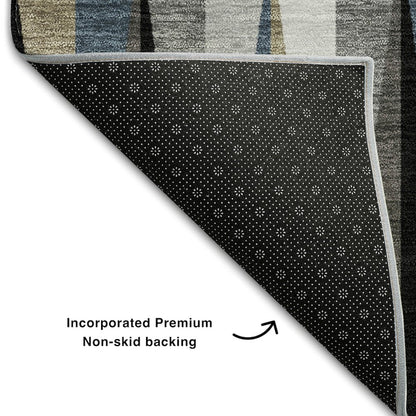 Premium Machine Washable Mayfield AMF1012 Black 8' x 10' Rug