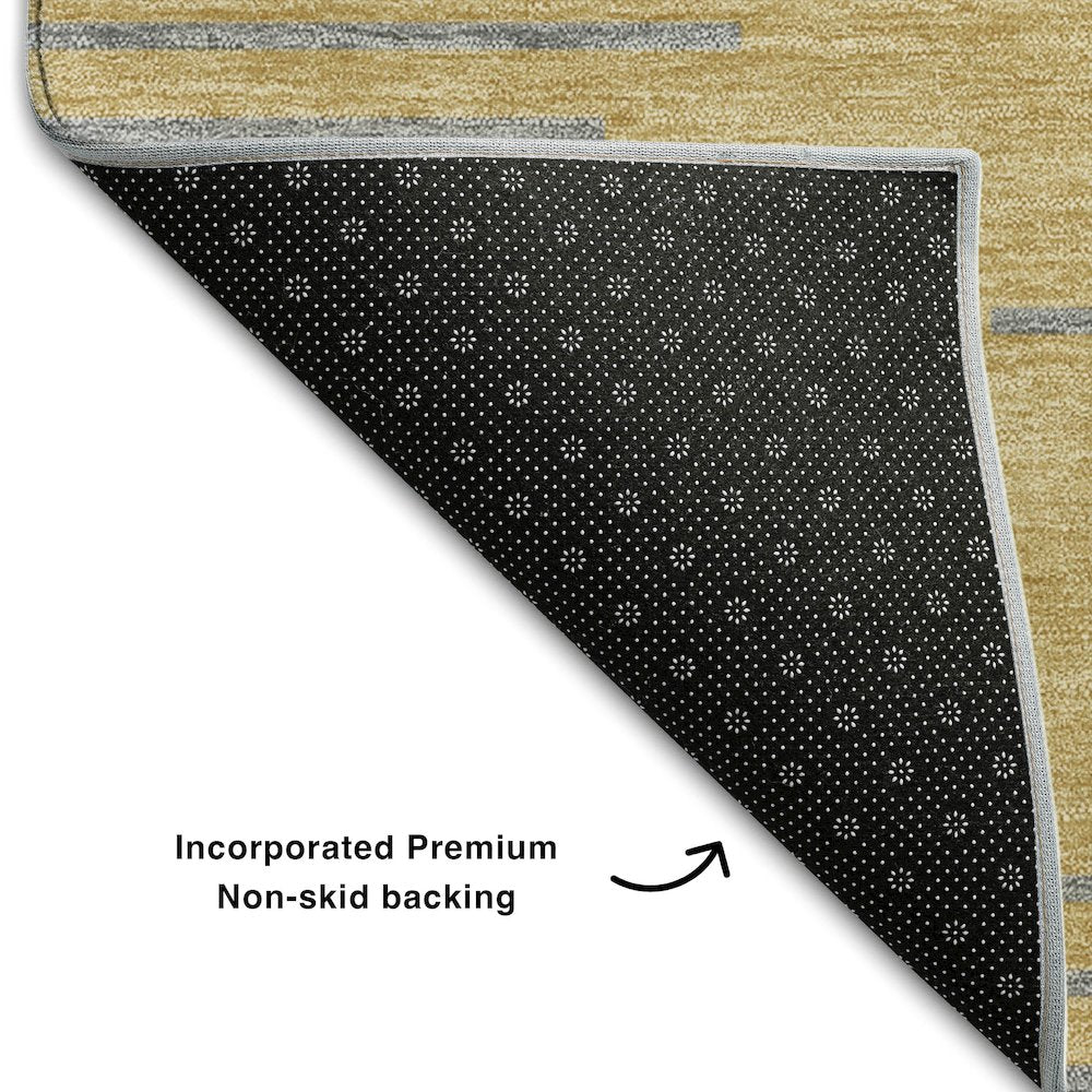 Premium Machine Washable Mayfield AMF1017 Gold 8' x 10' Rug