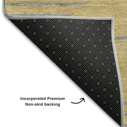 Premium Machine Washable Mayfield AMF1017 Gold 8' x 10' Rug