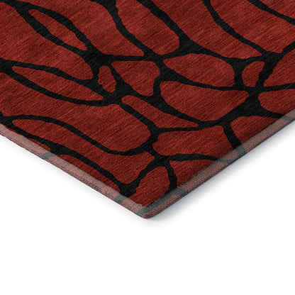 Premium Machine Washable Mayfield AMF1023 Red 8' x 10' Rug